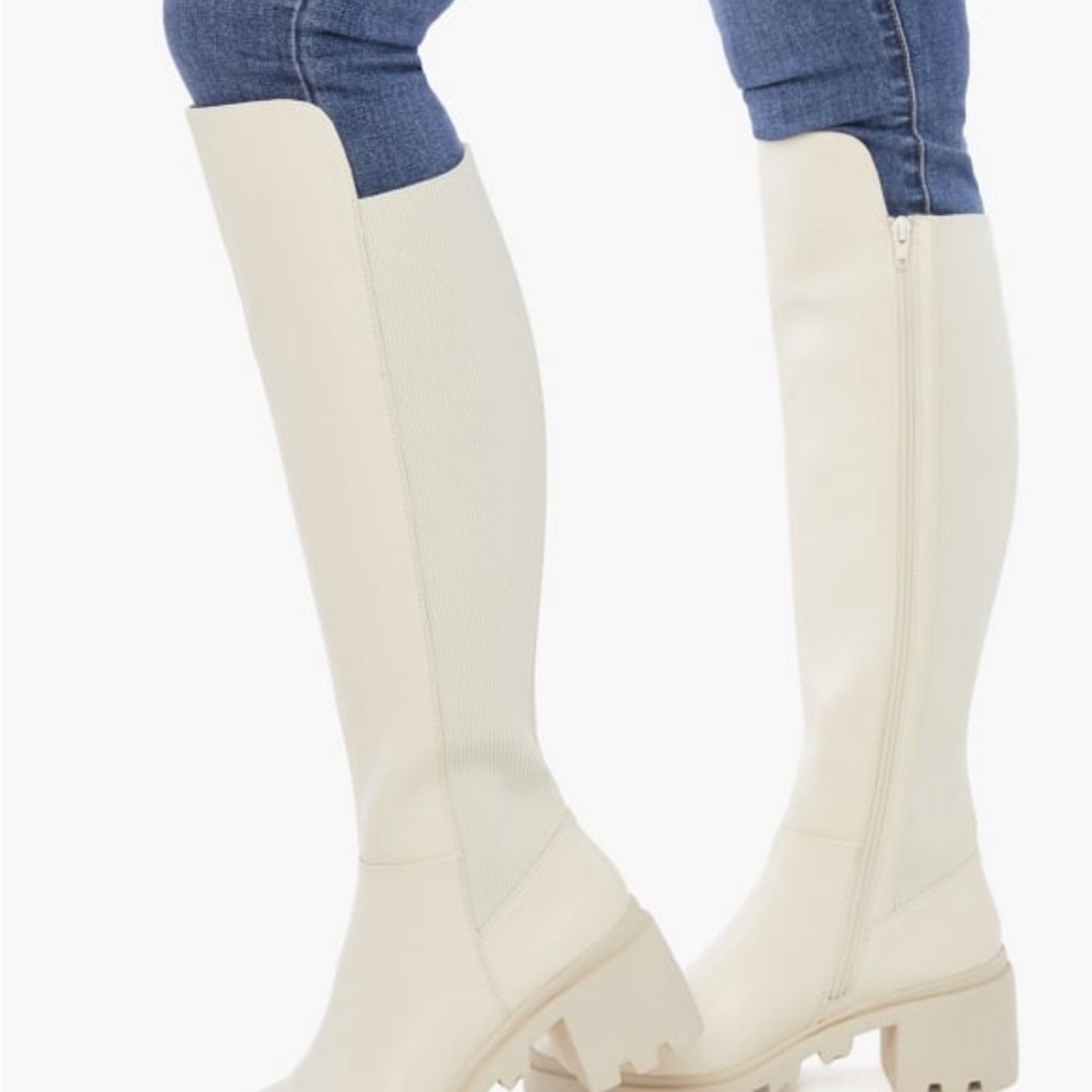 JUSTFAB Elegant Cream Knee-High Women's Boots
